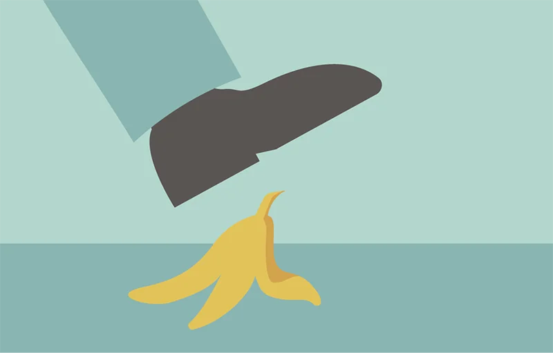 Man stepping on a banana